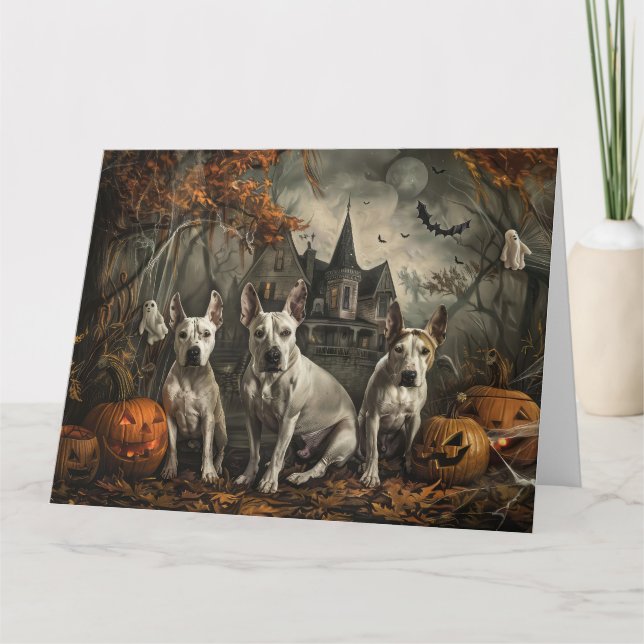 Tarjeta Bull Terrier Halloween Noche Doggy Delight (Anverso)