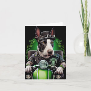 Tarjeta Bull Terrier Perro Montando Bicicleta Día de San P