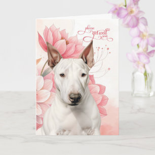 Tarjeta Bull Terrier Rosa Suave Flores Botánicas Mejora