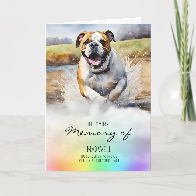 Tarjeta Bulldog acuarela mascota pérdida de simpatía del p (Anverso)