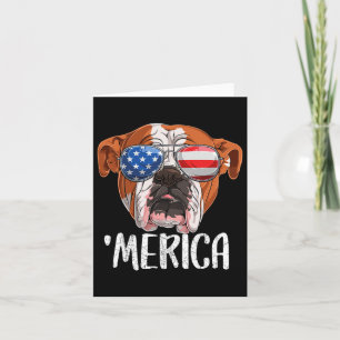 Tarjeta Bulldog Británico Inglés Perro 4 De Julio American