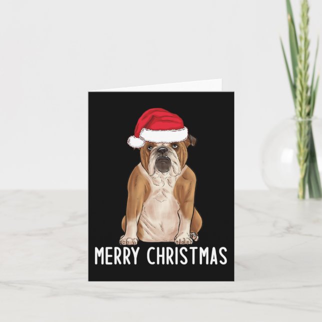 Tarjeta Bulldog Bully Merry Navidades de Bulldog inglés 1 (Anverso)