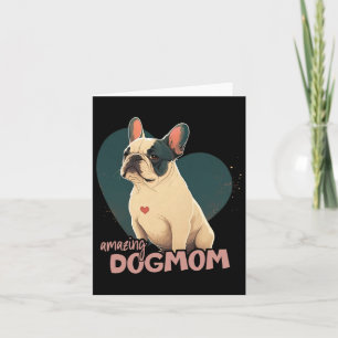 Tarjeta Bulldog con fondo cardíaco