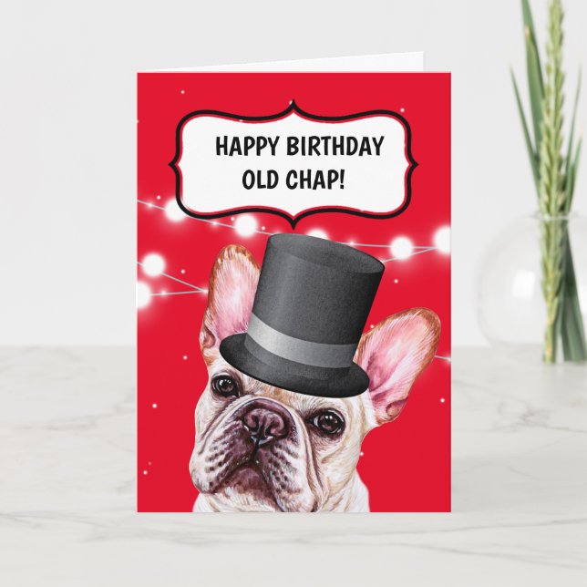 Tarjeta Bulldog con sombrero de sombrero alto, humor britá (Anverso)