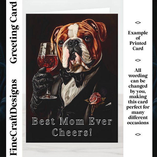 Tarjeta Bulldog, Corbatín y Vino CR8 Nombre Personalizado  (Subido por el creador)