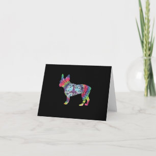 Tarjeta bulldog de tie dye french   regalo de los amantes 