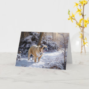 Tarjeta Bulldog Dejar Que Nieva Navidades Cepillado