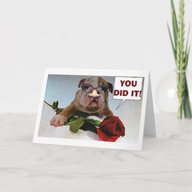 TARJETA BULLDOG DICE "CAMINO A IR" Y "FELICITACIONES" (Anverso)