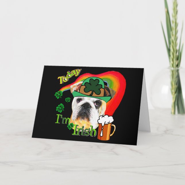 Tarjeta Bulldog en inglés del Día de San Patricio (Anverso)