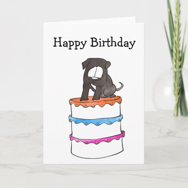 Tarjeta Bulldog en la carta de cumpleaños del pastel (Anverso)