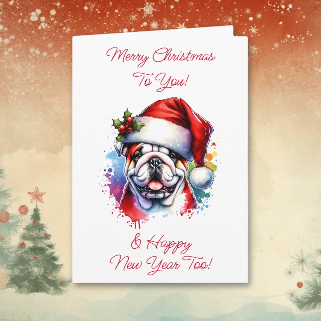 Tarjeta Bulldog en Navidades personalizados de Santa Hat (Subido por el creador)