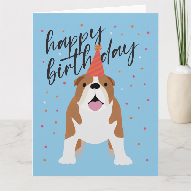 Tarjeta Bulldog Feliz Cumpleaños (Anverso)