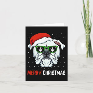 Tarjeta Bulldog Feliz Navidad Pajama Cute Perro Santa Somb