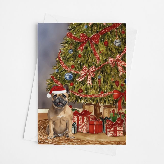 Tarjeta Bulldog francés - Árbol de Navidad de acuarela Faw (Subido por el creador)