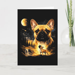Tarjeta Bulldog francés aullando a la luna vintage 90sFren