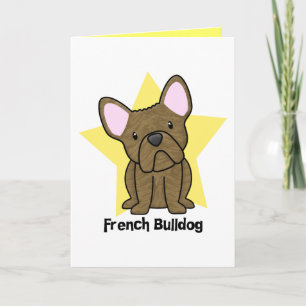 Tarjeta Bulldog francés Brindle de la estrella de Kawaii