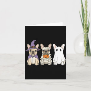 Tarjeta Bulldog Francés Bruja de Halloween Momia Fantasma
