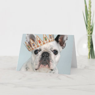 Tarjeta Bulldog francés con corona