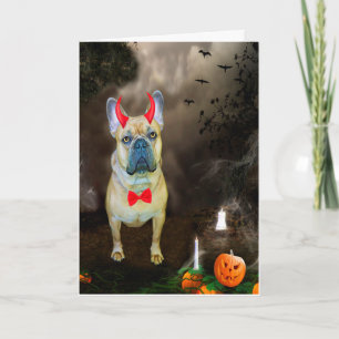 Tarjeta Bulldog francés con disfraz de Halloween