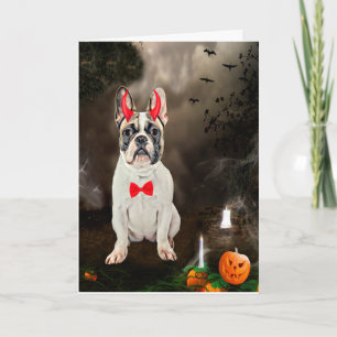 Tarjeta Bulldog francés con disfraz de Halloween