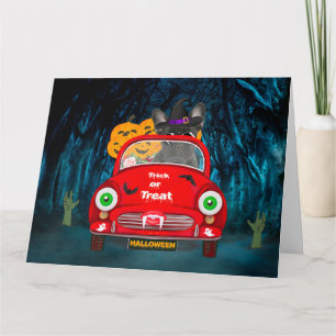 Tarjeta Bulldog Francés Conduciendo Coche Espeluznante Hal