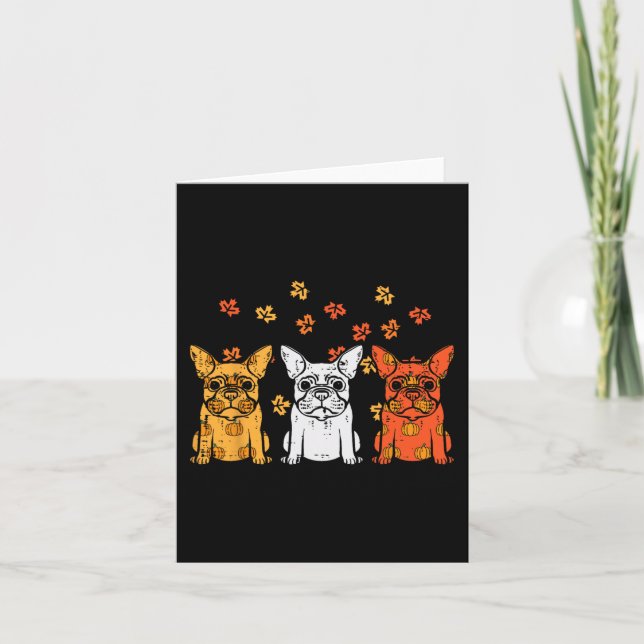 Tarjeta Bulldog francés de Acción de Gracias Cae Perro fra (Anverso)