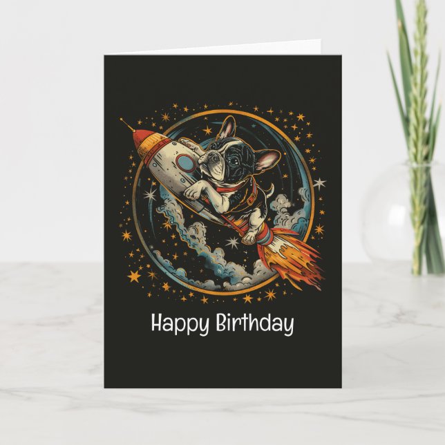 Tarjeta Bulldog francés de Feliz cumpleaños (Anverso)