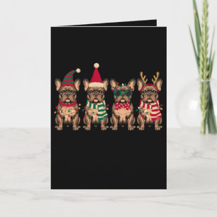 Tarjeta Bulldog Francés De Navidad Perro Santa Reno Navida
