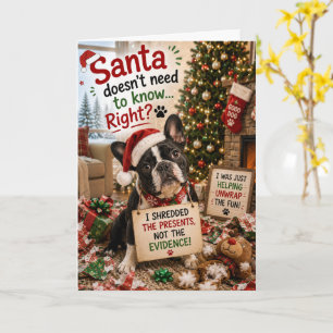 Tarjeta Bulldog Francés Divertido Navidad Santa No Necesit