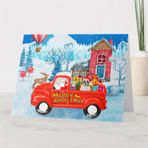 Tarjeta Bulldog Francés en Camión de Entrega de Navidad Ni