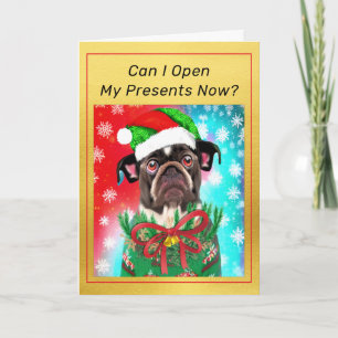 Tarjeta Bulldog francés en Santa Hat Cute Perro Navidades