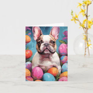 Tarjeta Bulldog francés feliz Pascua