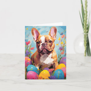 Tarjeta Bulldog francés feliz Pascua