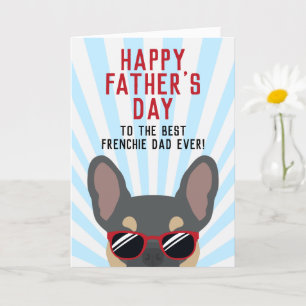 Tarjeta Bulldog francés Frenchie Padre Día Azul y Tan