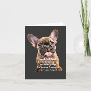 Tarjeta Bulldog Francés Frenchie perro Dios Dijo cita Alas