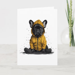 Tarjeta Bulldog francés lindo con el abrigo