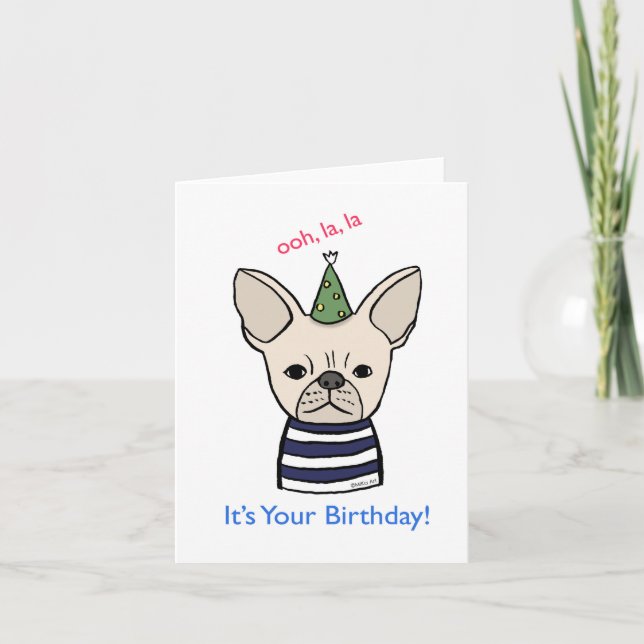 Tarjeta Bulldog francés lindo Frenchy Lover Cumpleaños (Anverso)