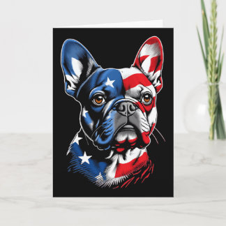 Tarjeta Bulldog Francés Lindo Perro Divertido Usa Bandera 