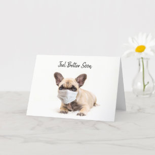 Tarjeta Bulldog francés lleva máscara facial