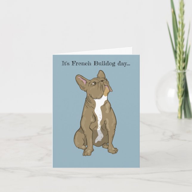 Tarjeta Bulldog francés marrón y blanco (Anverso)