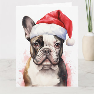 Tarjeta Bulldog Francés Navidad Santa Patas Festivas