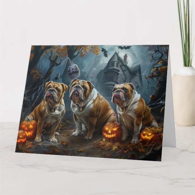 Tarjeta Bulldog Halloween Noche Doggy Delight (Anverso)