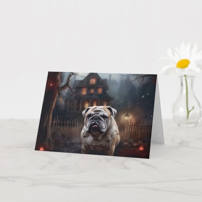 Tarjeta Bulldog Halloween Scary (Planta pequeña)
