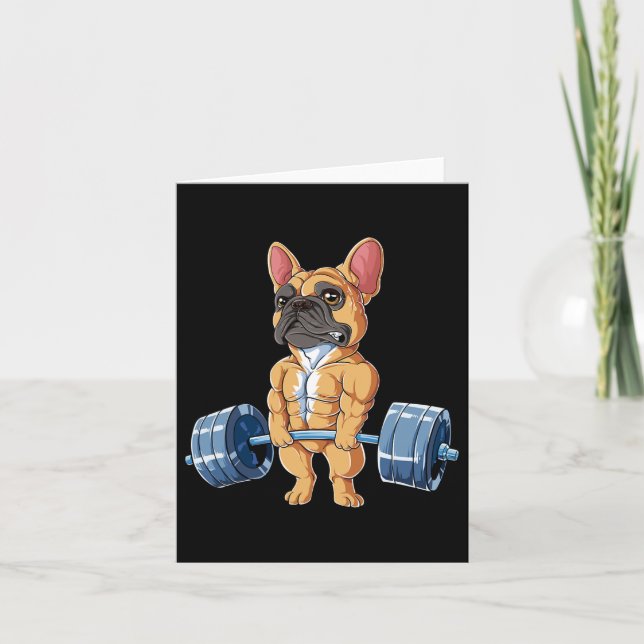 Tarjeta Bulldog Halterofilia Fawn Deadlift Fitness Gym Fu (Anverso)