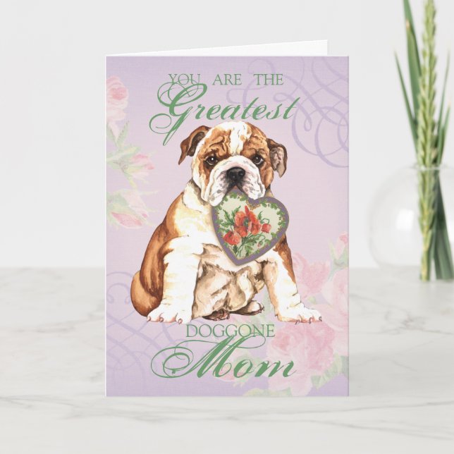 Tarjeta Bulldog Heart Mom (Anverso)