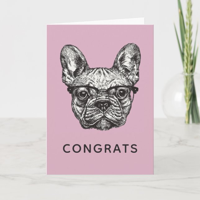 Tarjeta Bulldog Hipster | Añadir el texto (Anverso)