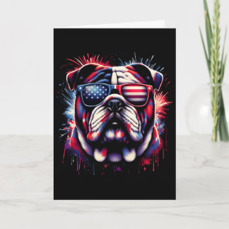 Tarjeta Bulldog Inglés 4 De Julio Merica Hombres Mujeres U