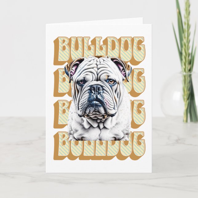 Tarjeta Bulldog inglés con fuente retro (Anverso)