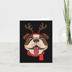 Tarjeta Bulldog Inglés Cuerno de Reno Navidad Navidad