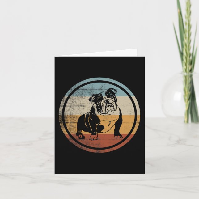 Tarjeta Bulldog inglés de diseño de perro de época (Anverso)